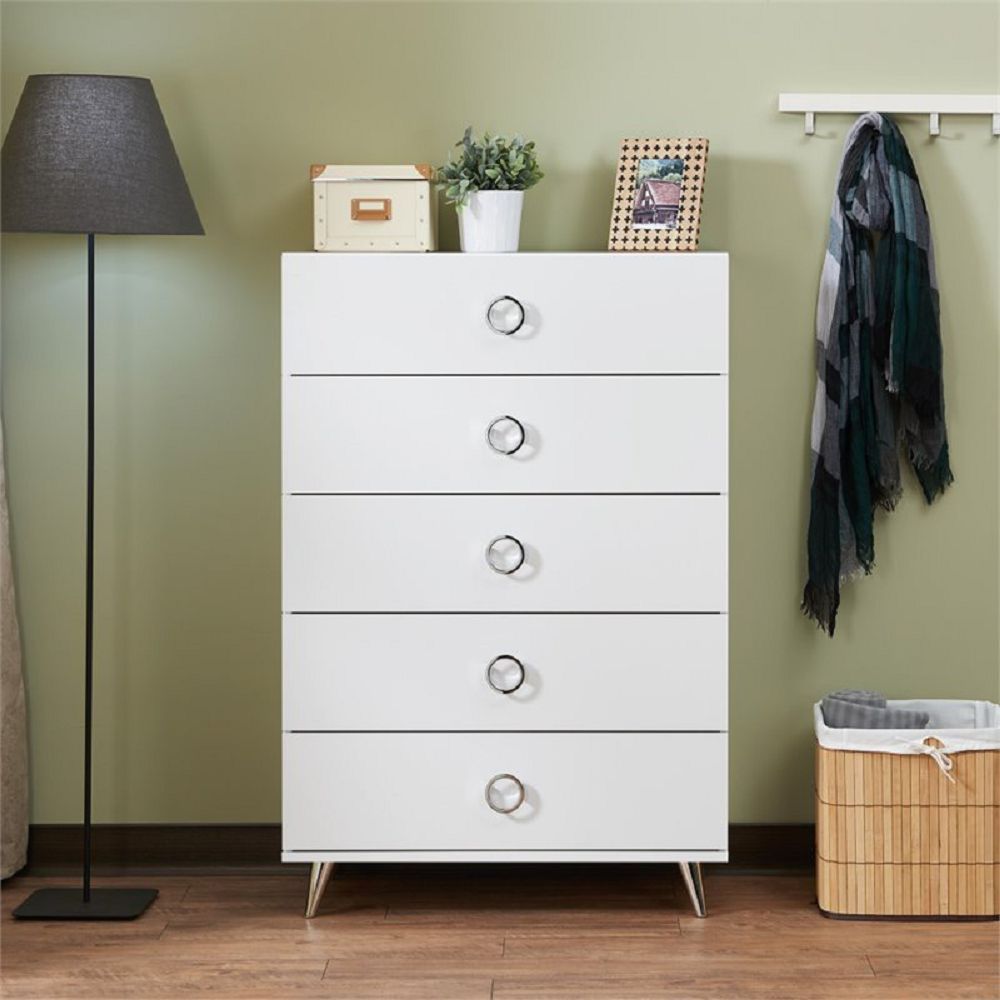 White Elms 5 Drawer Dresser