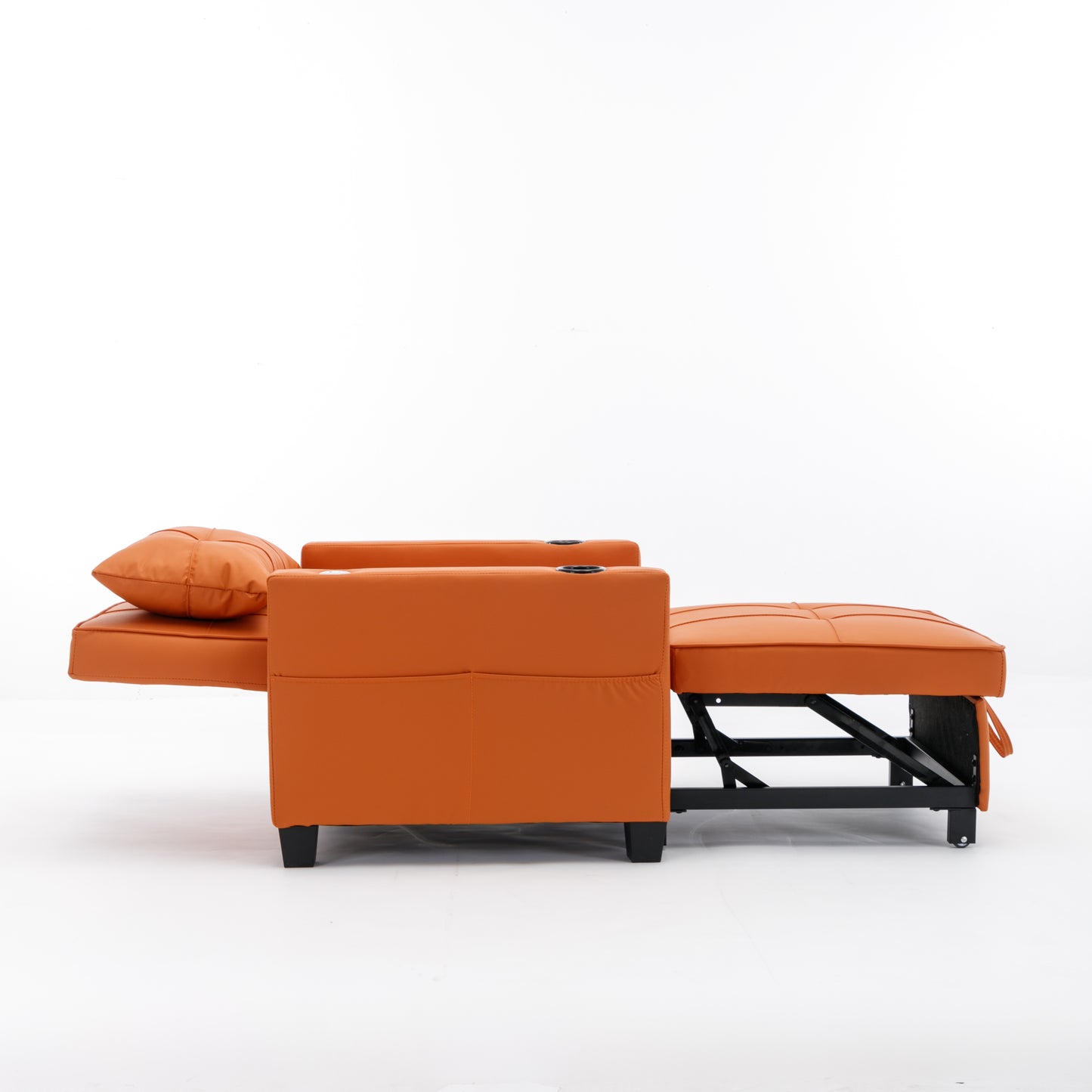 Orange Leather 3-in-1 Convertible Chair