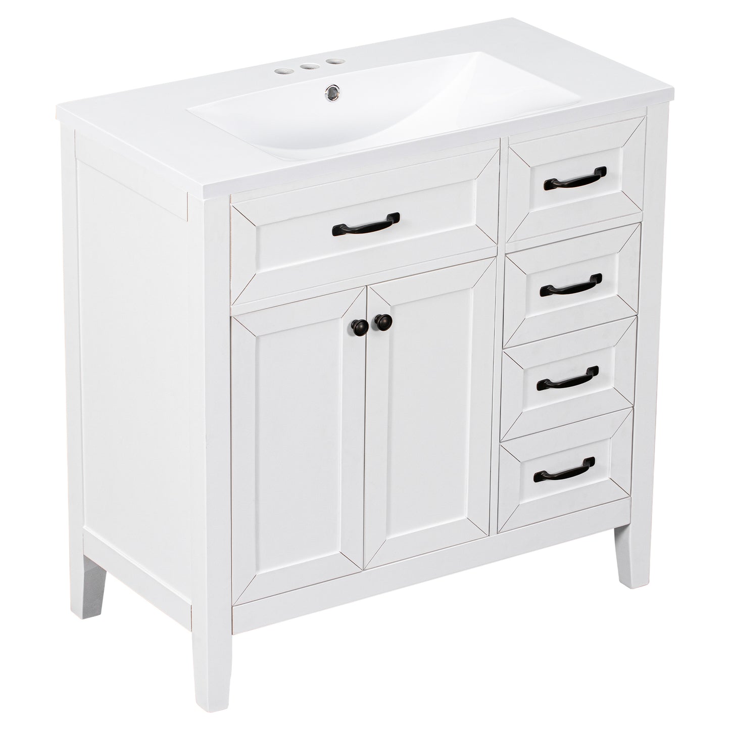 White 36" Bathroom Vanity with Sink Combo