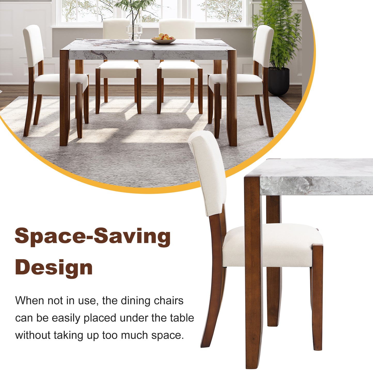 Faux Marble 5-Piece Dining Set