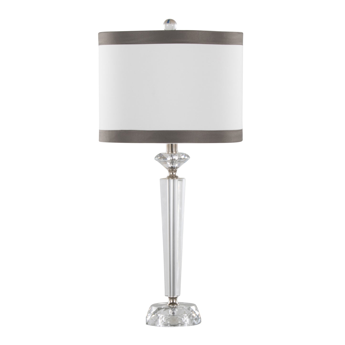 Polished Nickle Torch Off-White Linen Shade with Dark Grey Trim Table Lamp - Set of 2