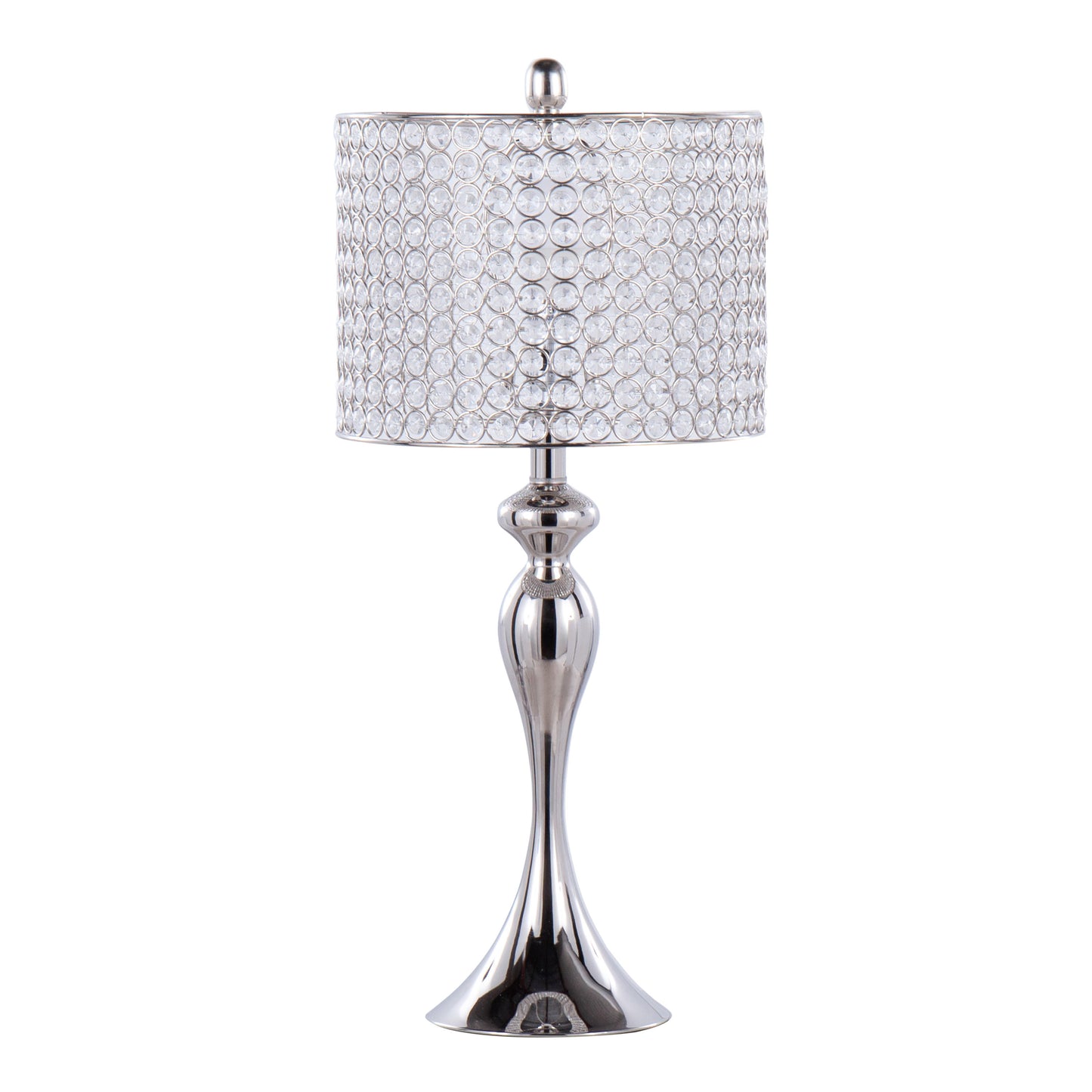 Polished Nickel with Crystal Bead Shade Table Lamps - Set of 2