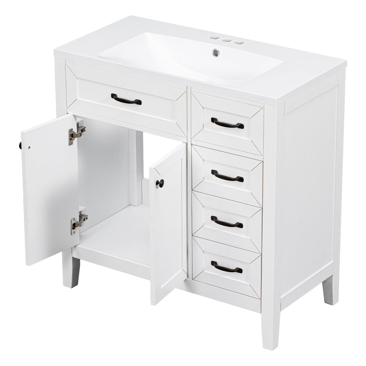 White 36" Bathroom Vanity with Sink Combo