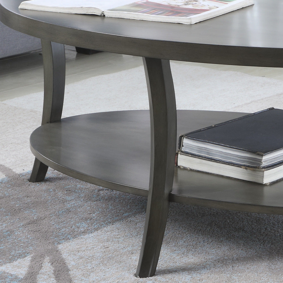 Gray Oval Shelf Coffee Table