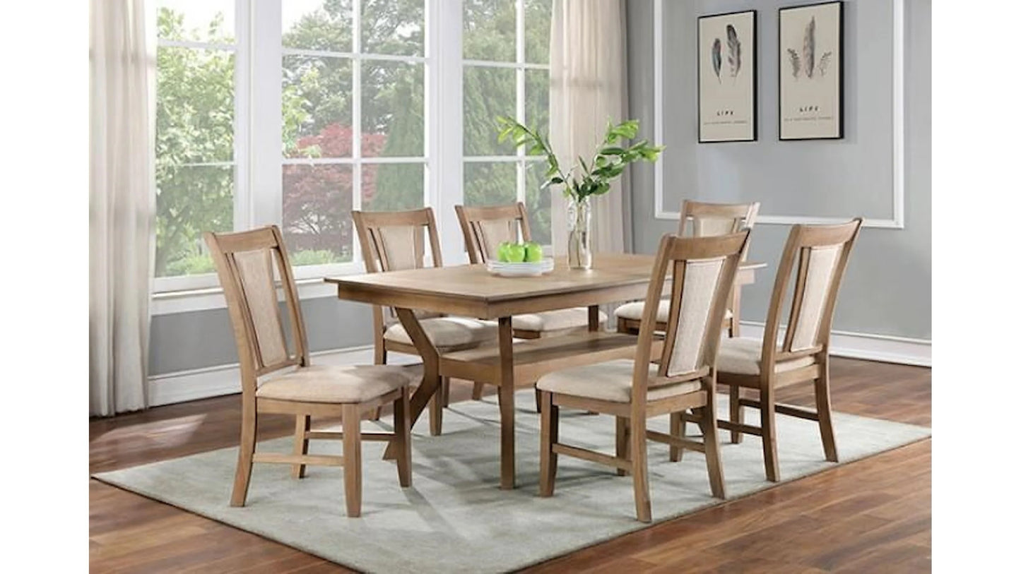 Natural Upholstered Beige Dining Chairs 2pk