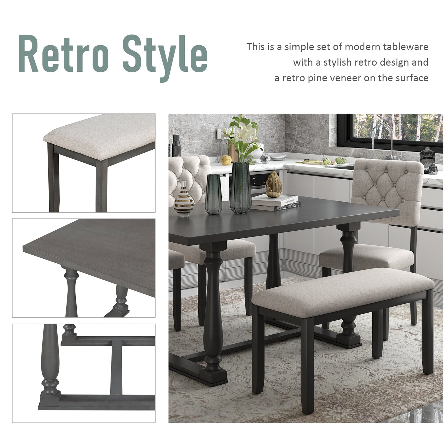 Gray 6-Piece Dining Set