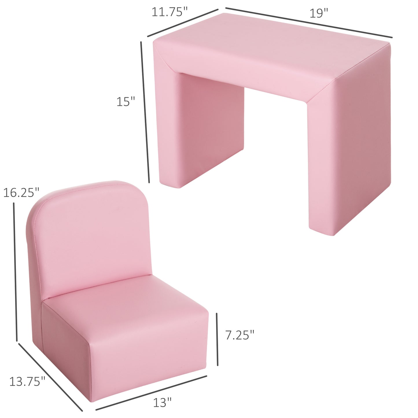 Pink 2-in-1 Multifunctional Kids Chair Set