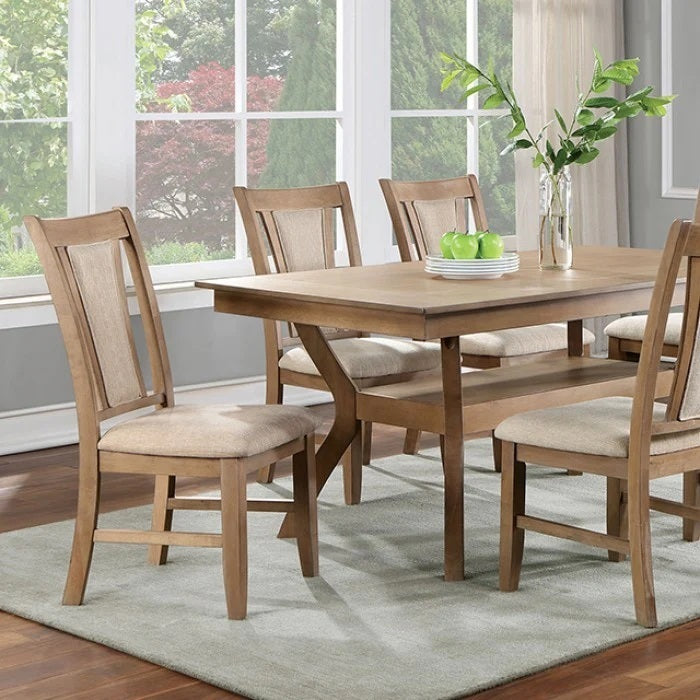 Natural Upholstered Beige Dining Chairs 2pk