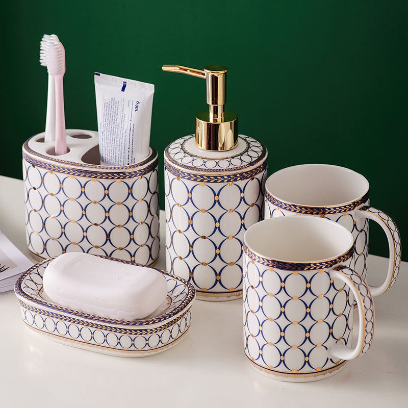 Fancy Ceramic Five-piece Bathroom Set