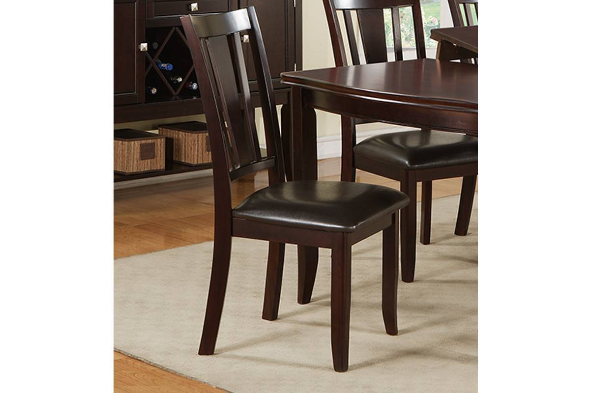 Set of 2 Dark Brown Faux Leather Cushioned Dining Chairs