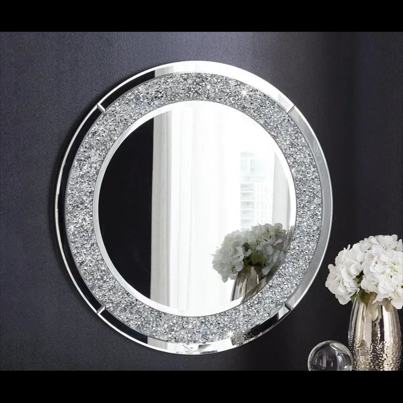 Round Crushed Diamond Wall Mirror