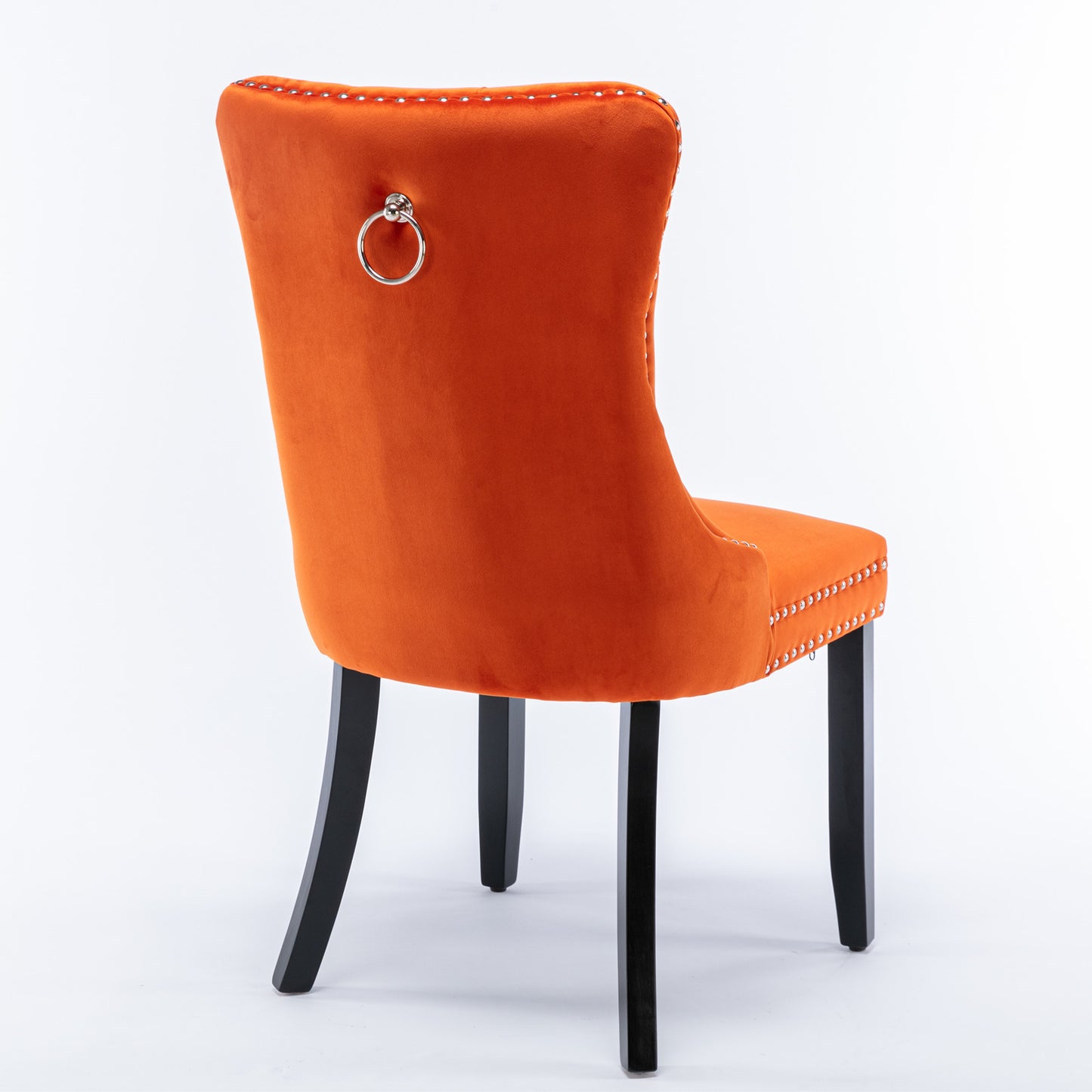 High-End Orange Button Tufted Velvet Dining Chairs 2-Pcs Set