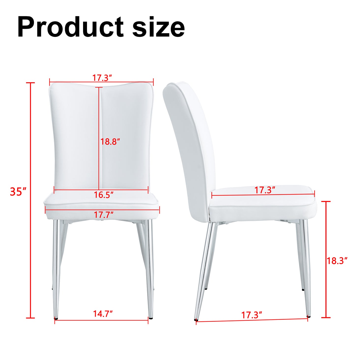 Modern Minimalist 4-Piece Set of White PU Dining Chairs