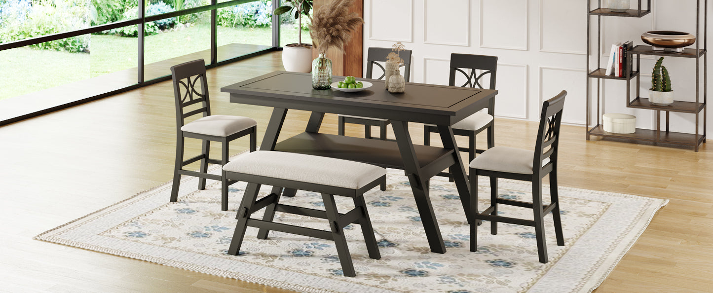 Rustic 6-Piece Counter Height Dining Set