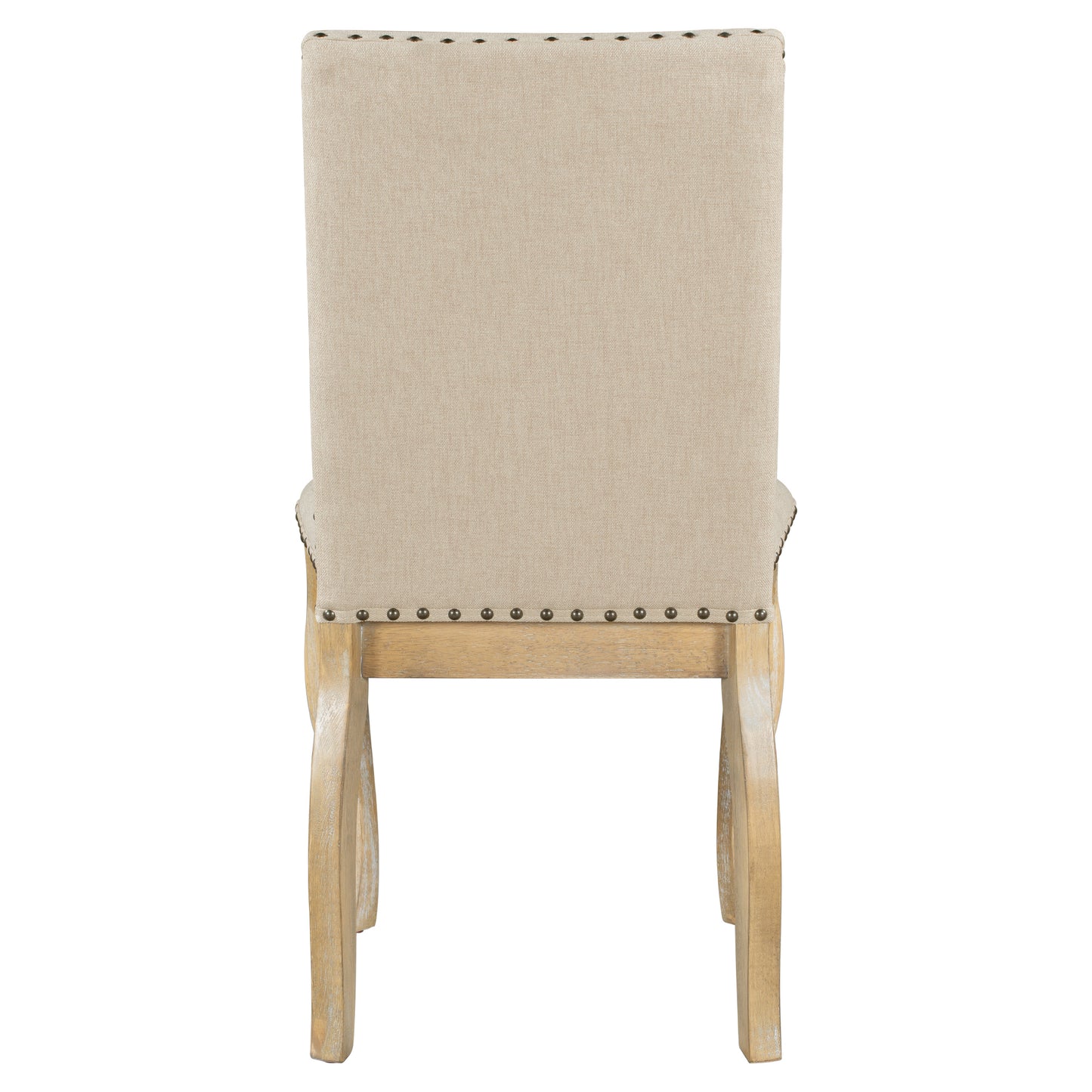 Natural Upholstered Wood Set of 4 Dining Chairs