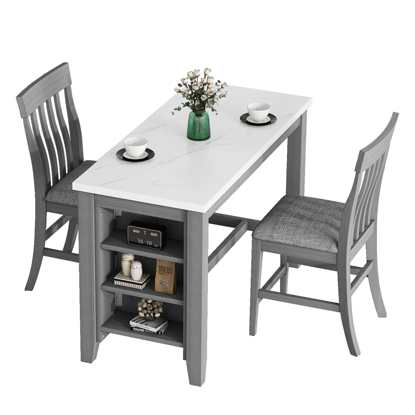 Grey 3-piece Counter Height Dining Set