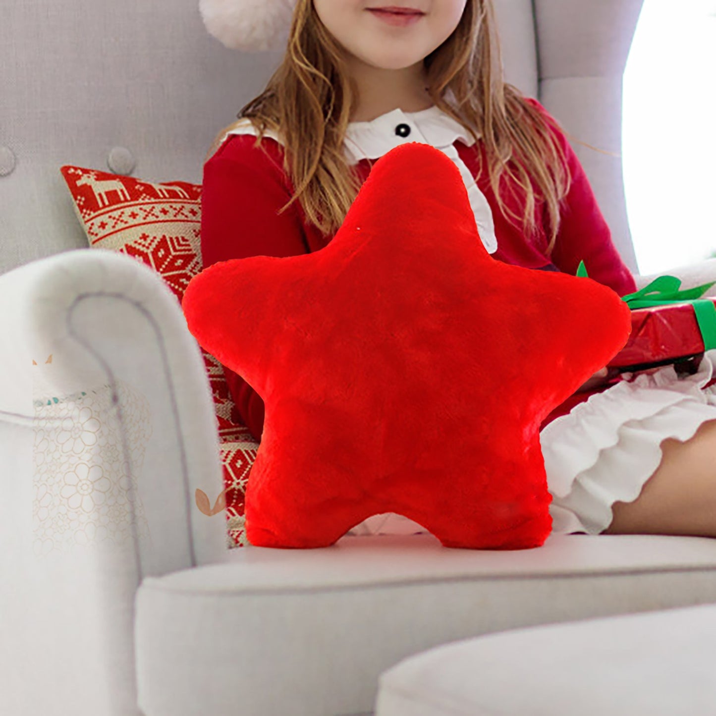 Furry Star Throw Pillow