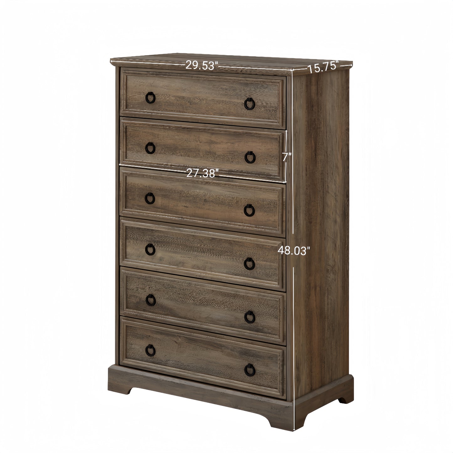 Modern Light Wood 6 Drawer Tall Dresser