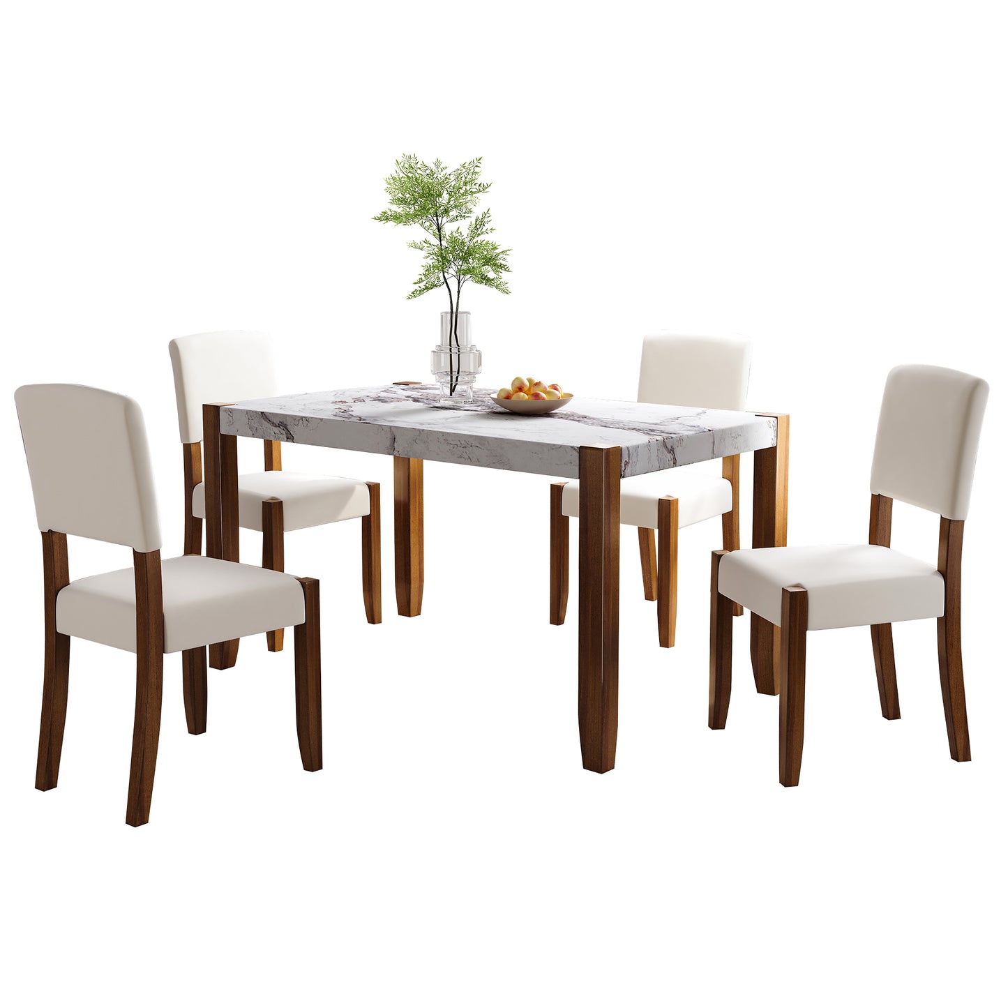 Faux Marble 5-Piece Dining Set