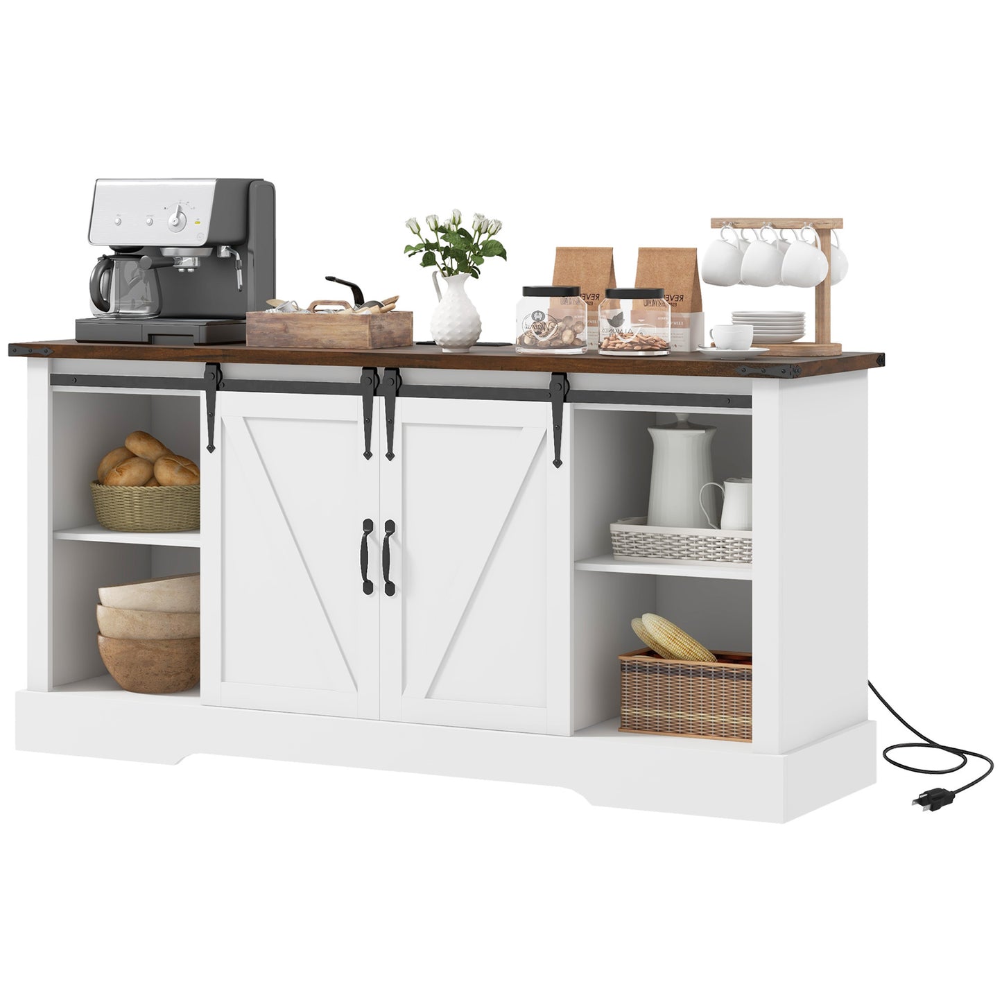 White Farmhouse Sideboard Buffet Cabinet