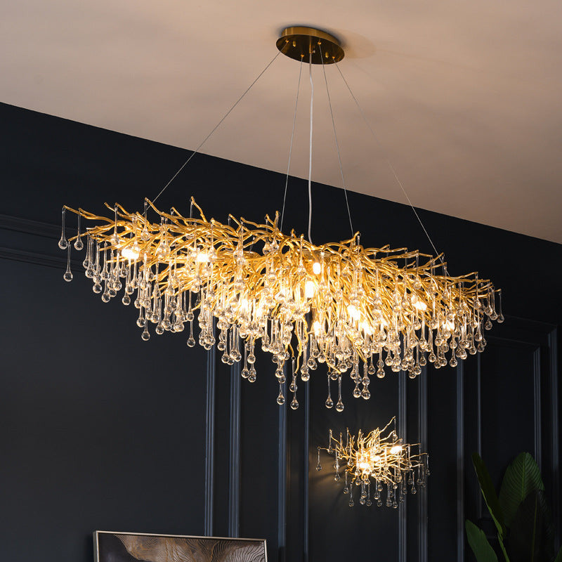 Postmodern Luxury Water Drop Crystal Chandelier.