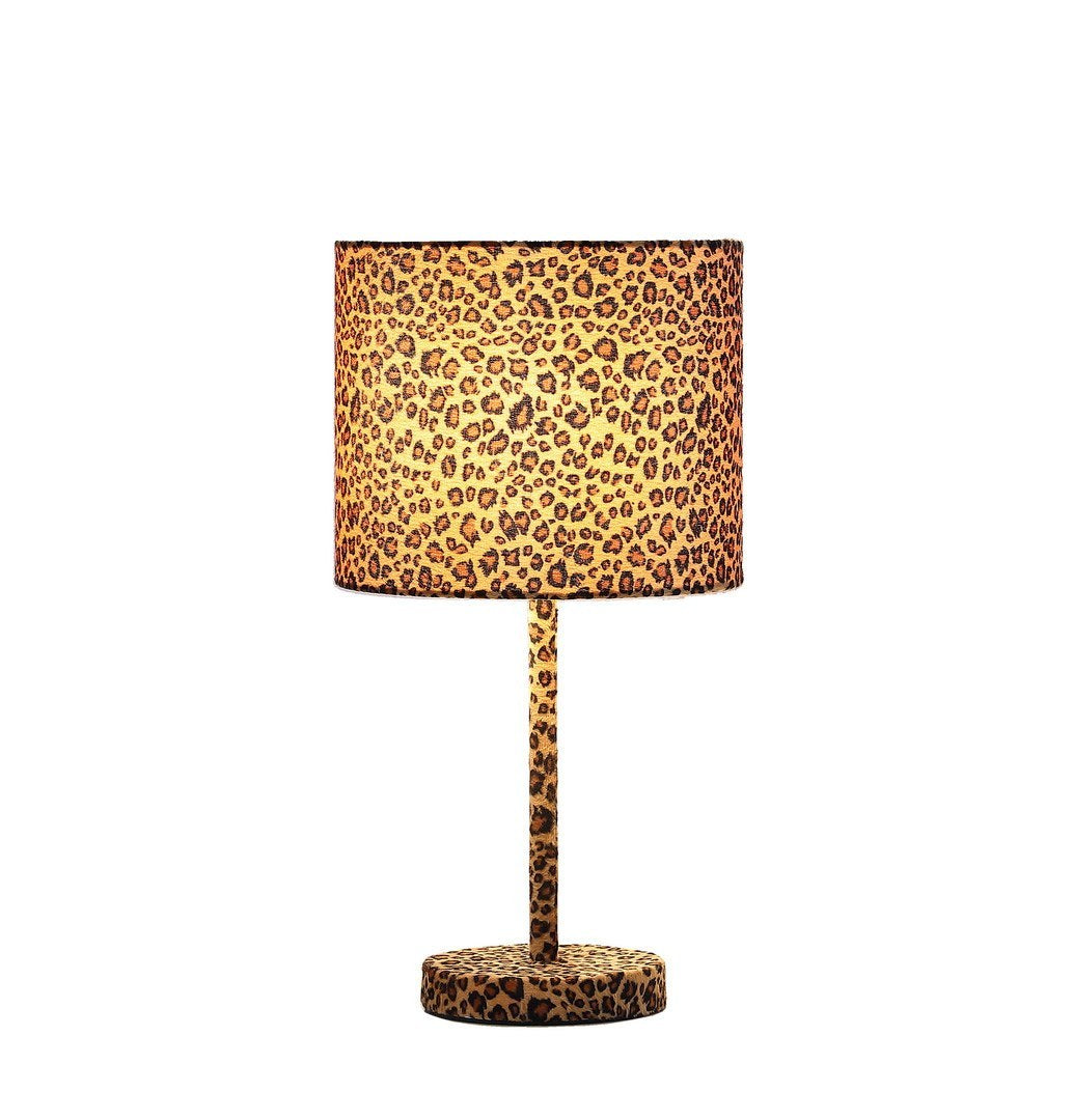 19.25" Faux Suede Leopard Print Metal Table Lamp