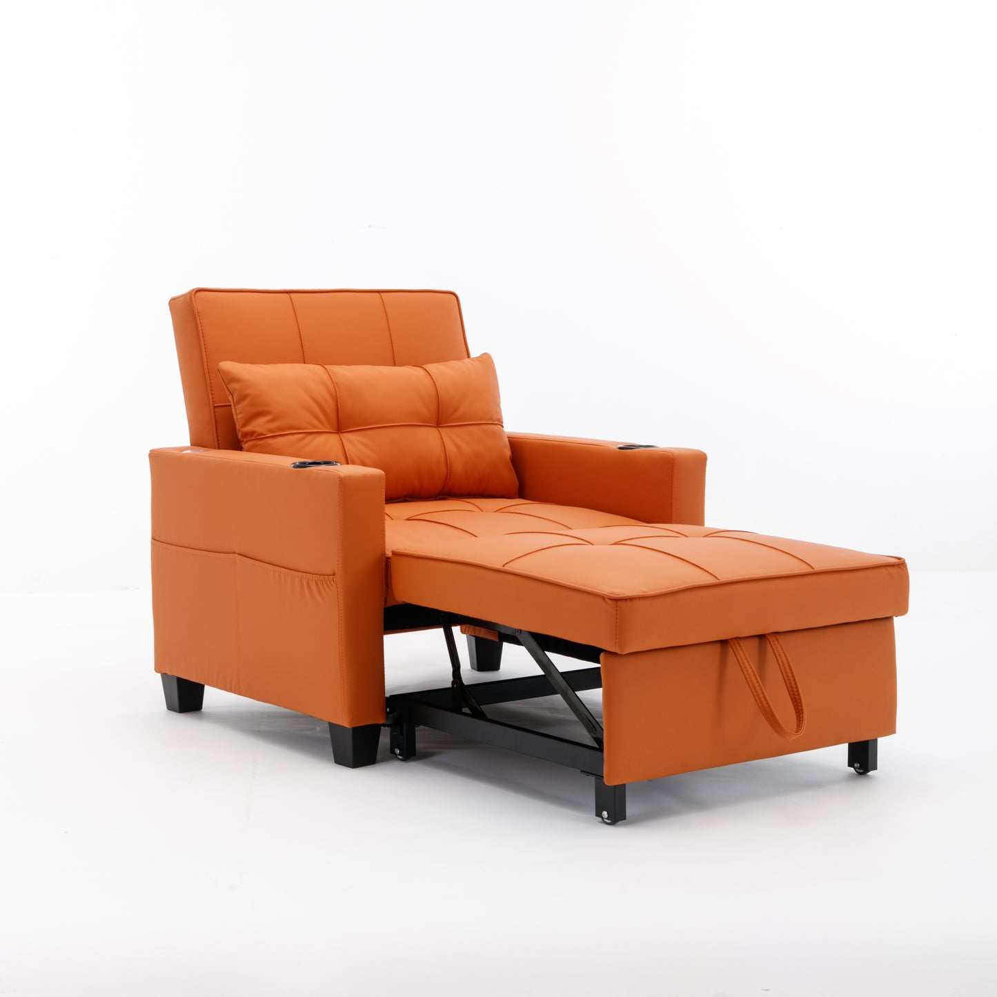 Orange Leather 3-in-1 Convertible Chair