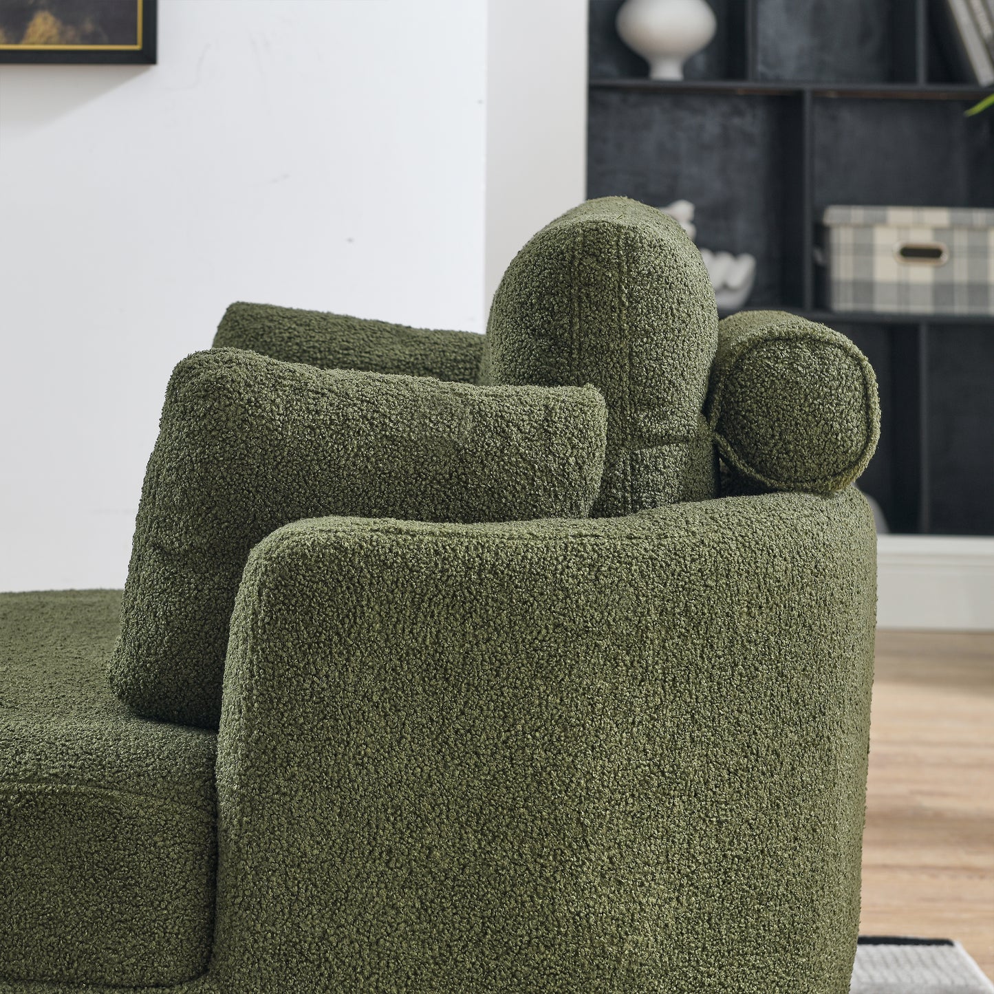 Oversized Round Green Swivel Chair with Wrap Around Storage Ottoman