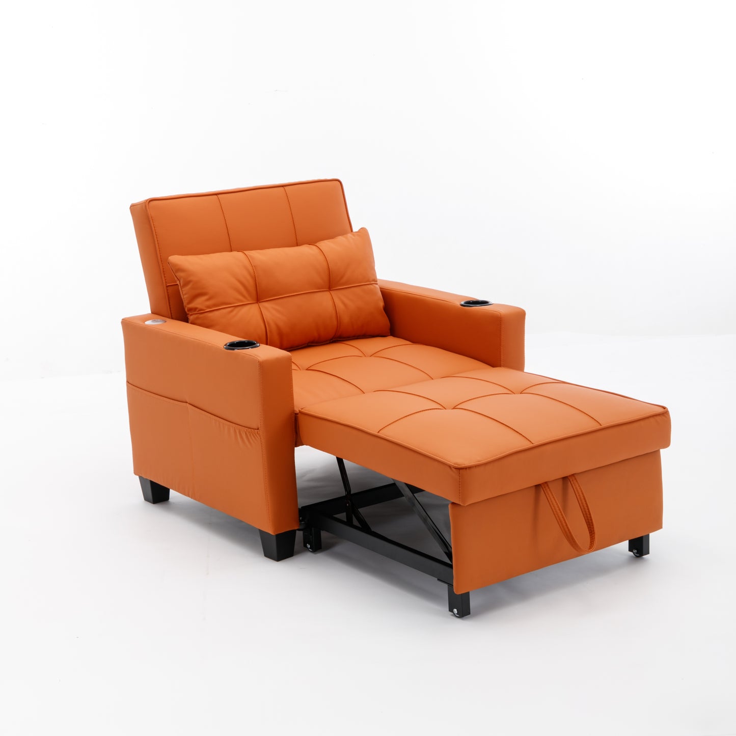 Orange Leather 3-in-1 Convertible Chair