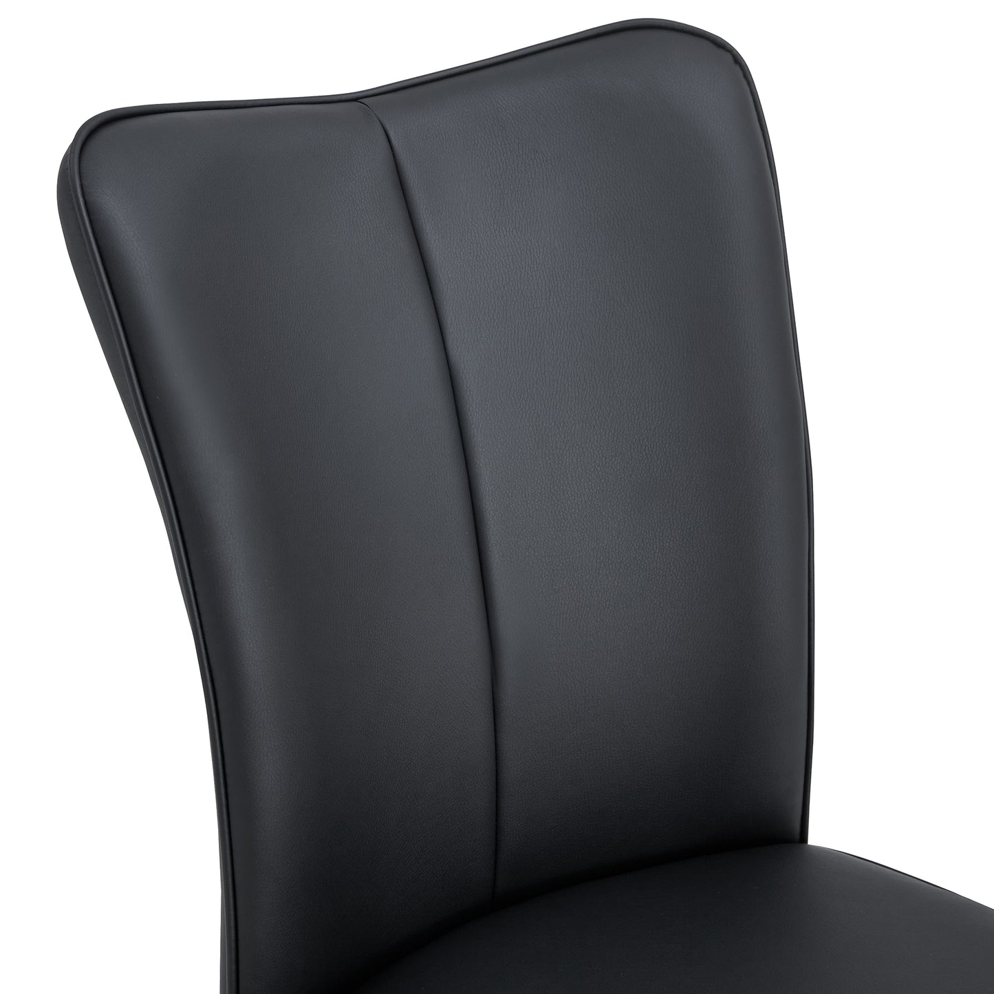 Modern Black PU Leather Curved Back Chair Set 2pk