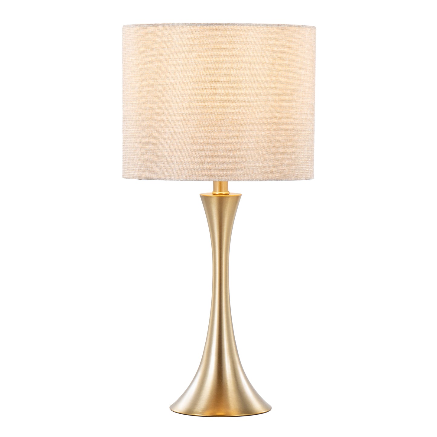 Gold Metal Table Lamp with Golden Metallic Linen Shade - Set of 2