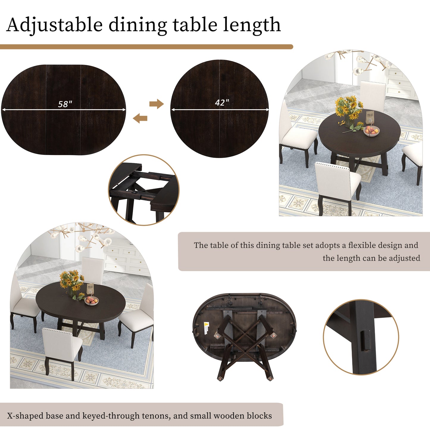 Espresso Round Extendable Dining Table