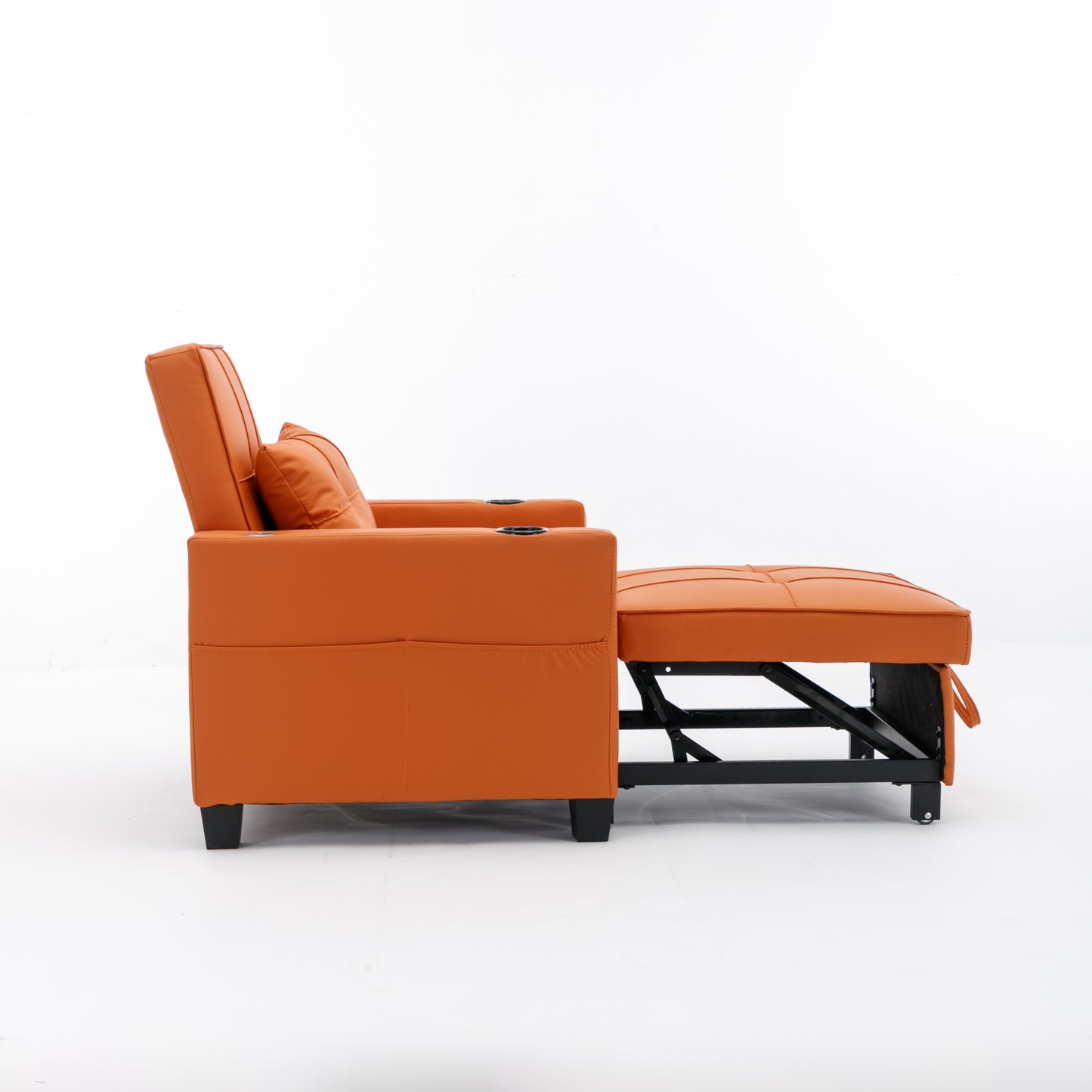 Orange Leather 3-in-1 Convertible Chair