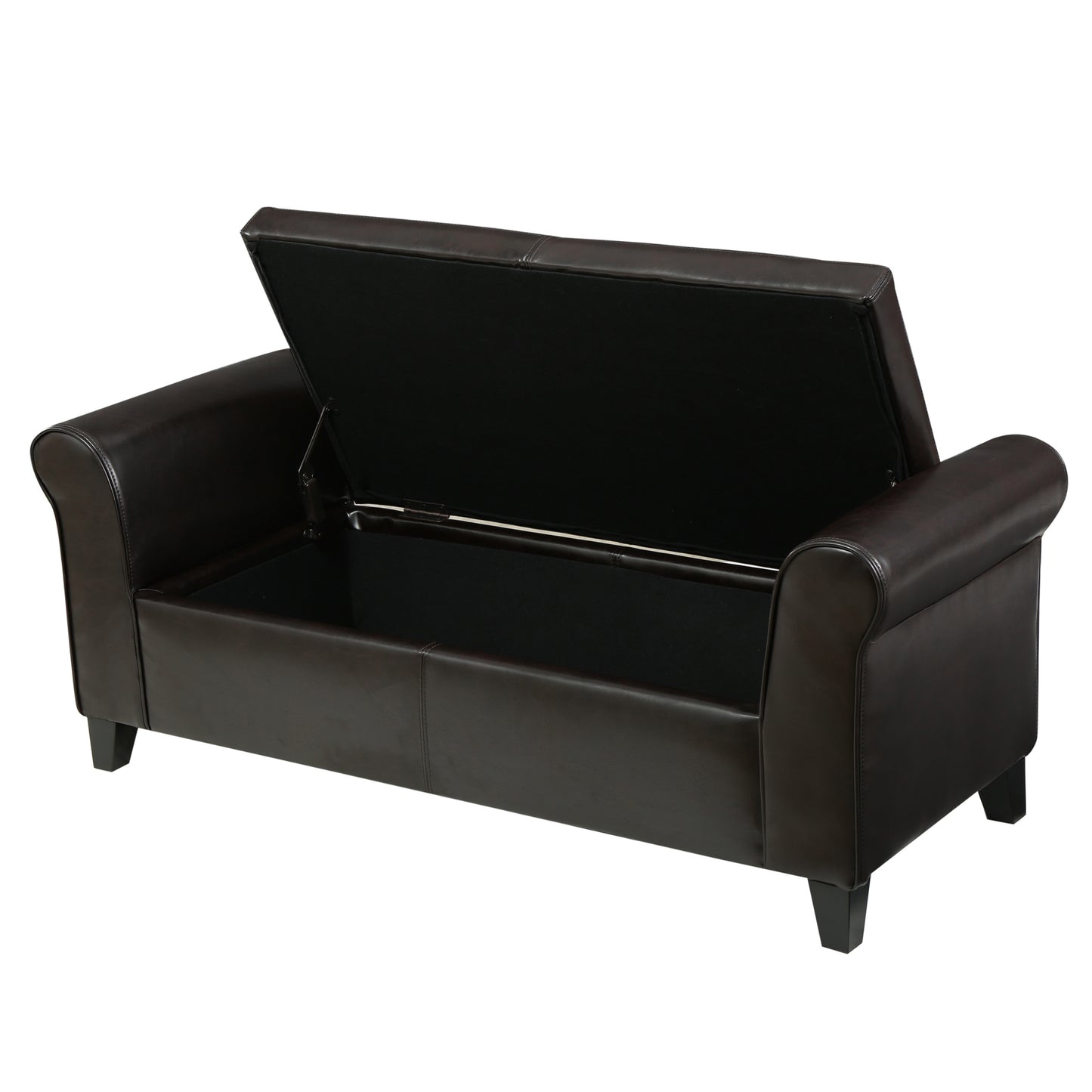 Brown PU Leather Storage Bench