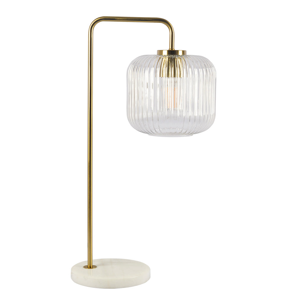 Haven Clear Glass & Brushed Gold Metal Table Lamp