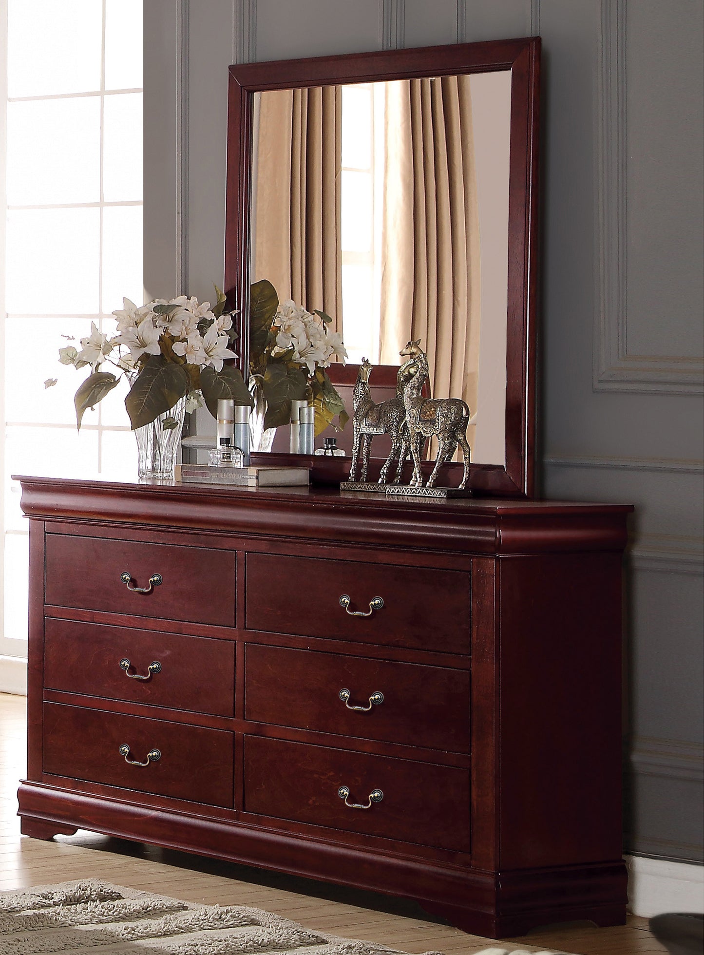 Louis Philippe 6 Drawer Cherry Dresser