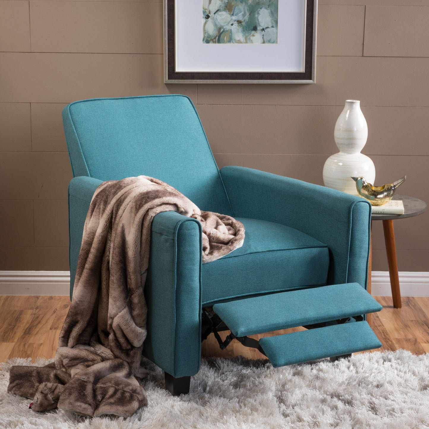 Teal Linen Push Back Chair for Elegant Home Décor