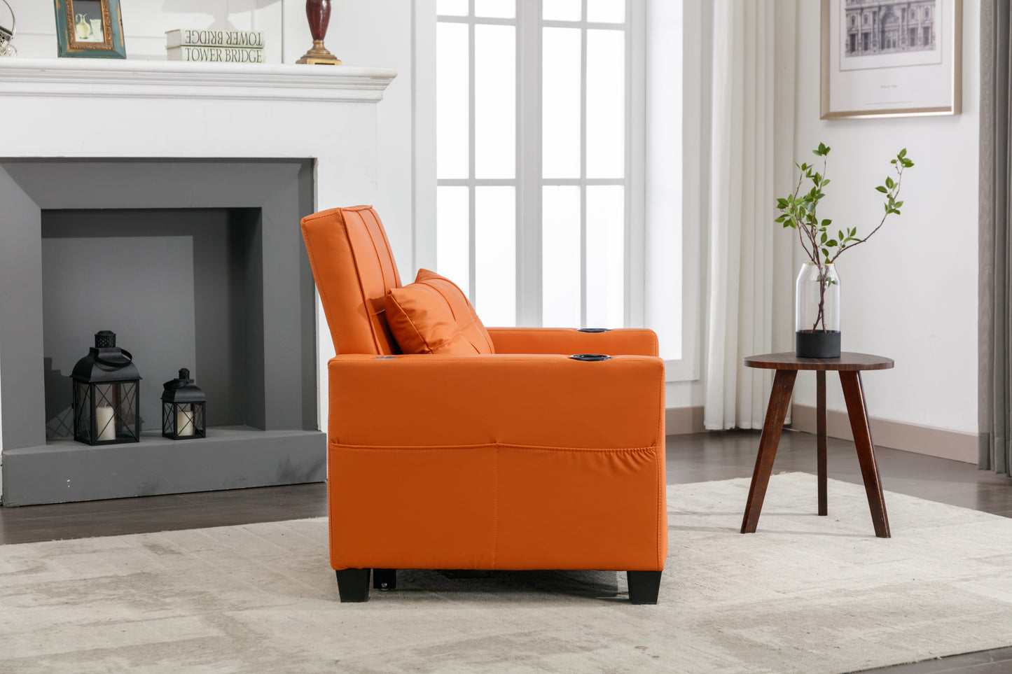 Orange Leather 3-in-1 Convertible Chair