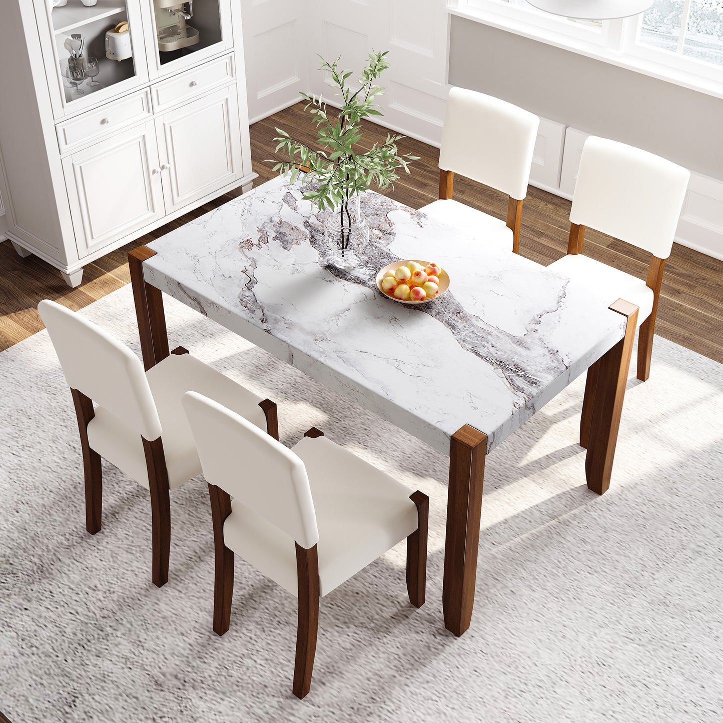 Faux Marble 5-Piece Dining Set