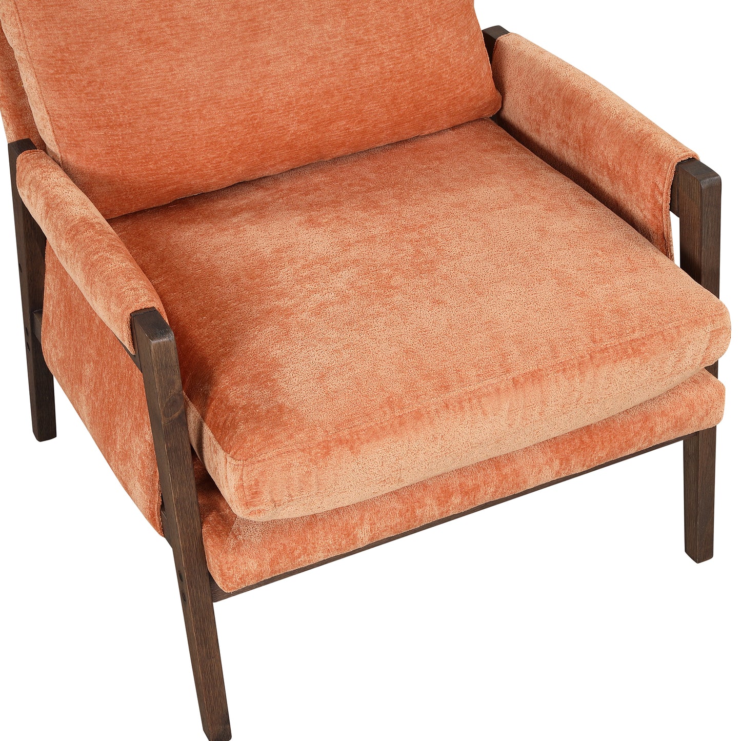 Orange Cream Velvet Accent Arm Chair