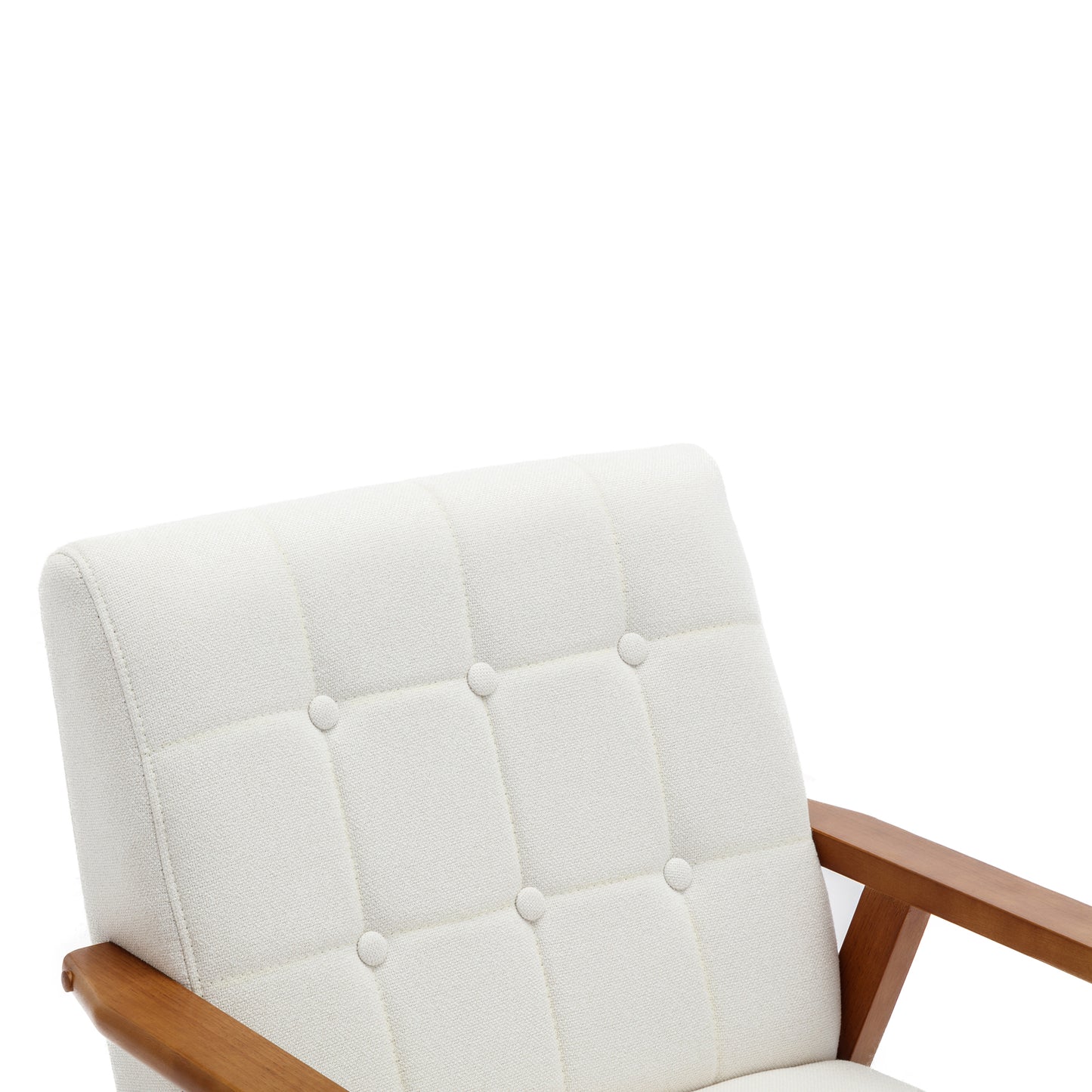 White Cushioned Rubberwood Accent Chair and Table