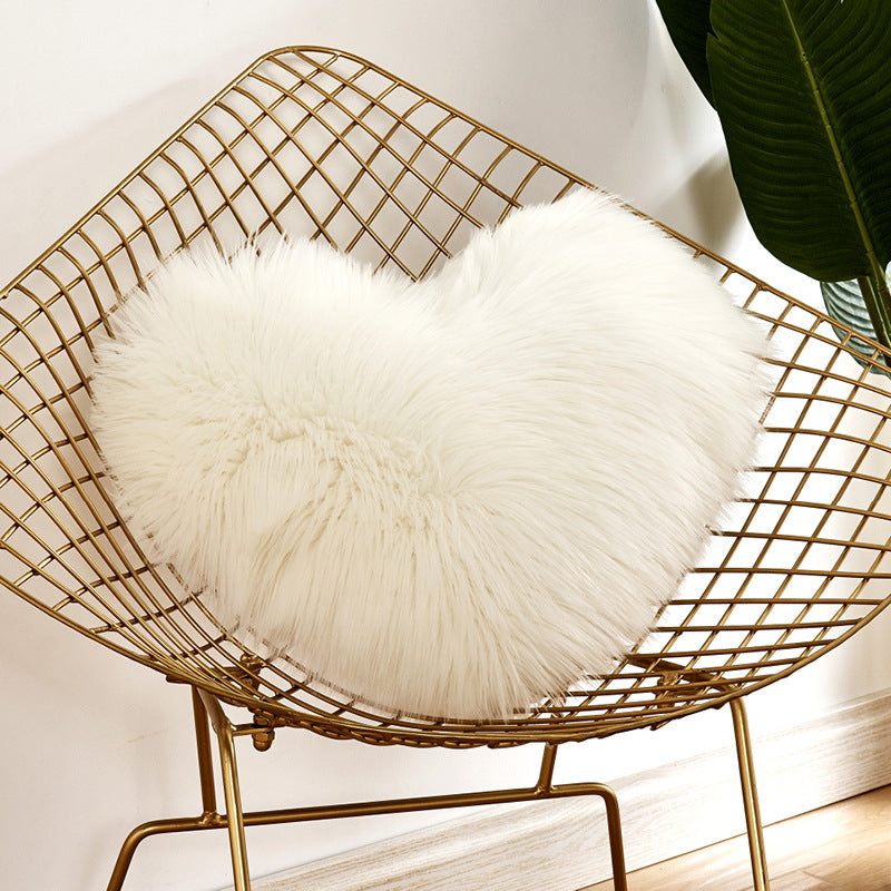 White Furry Heart Pillow