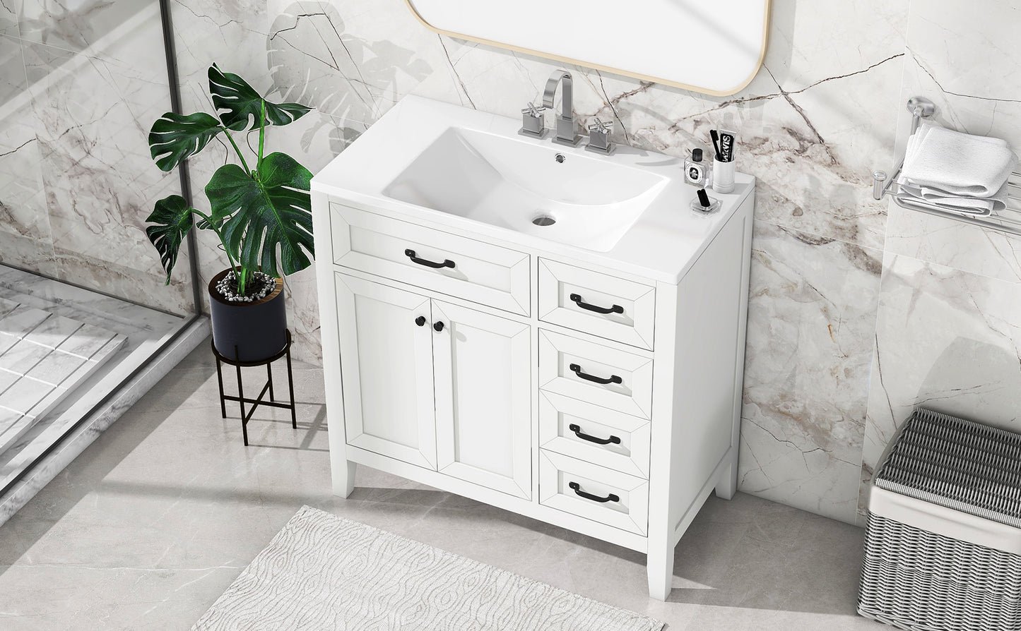 White 36" Bathroom Vanity with Sink Combo