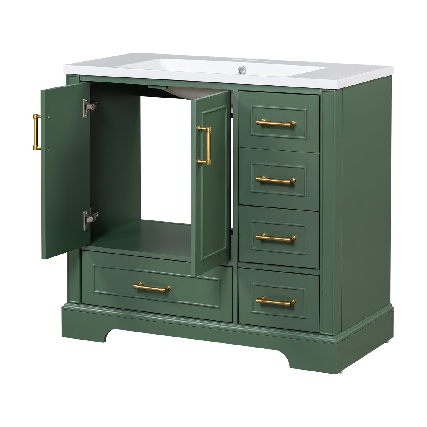 Green Bathroom Vanity with Resin Sink Set