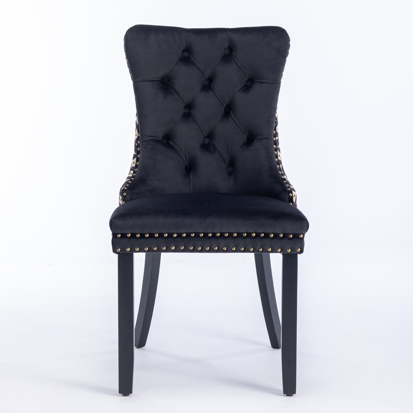 Unique Tufted Black Velvet Wingback Dining Chairs