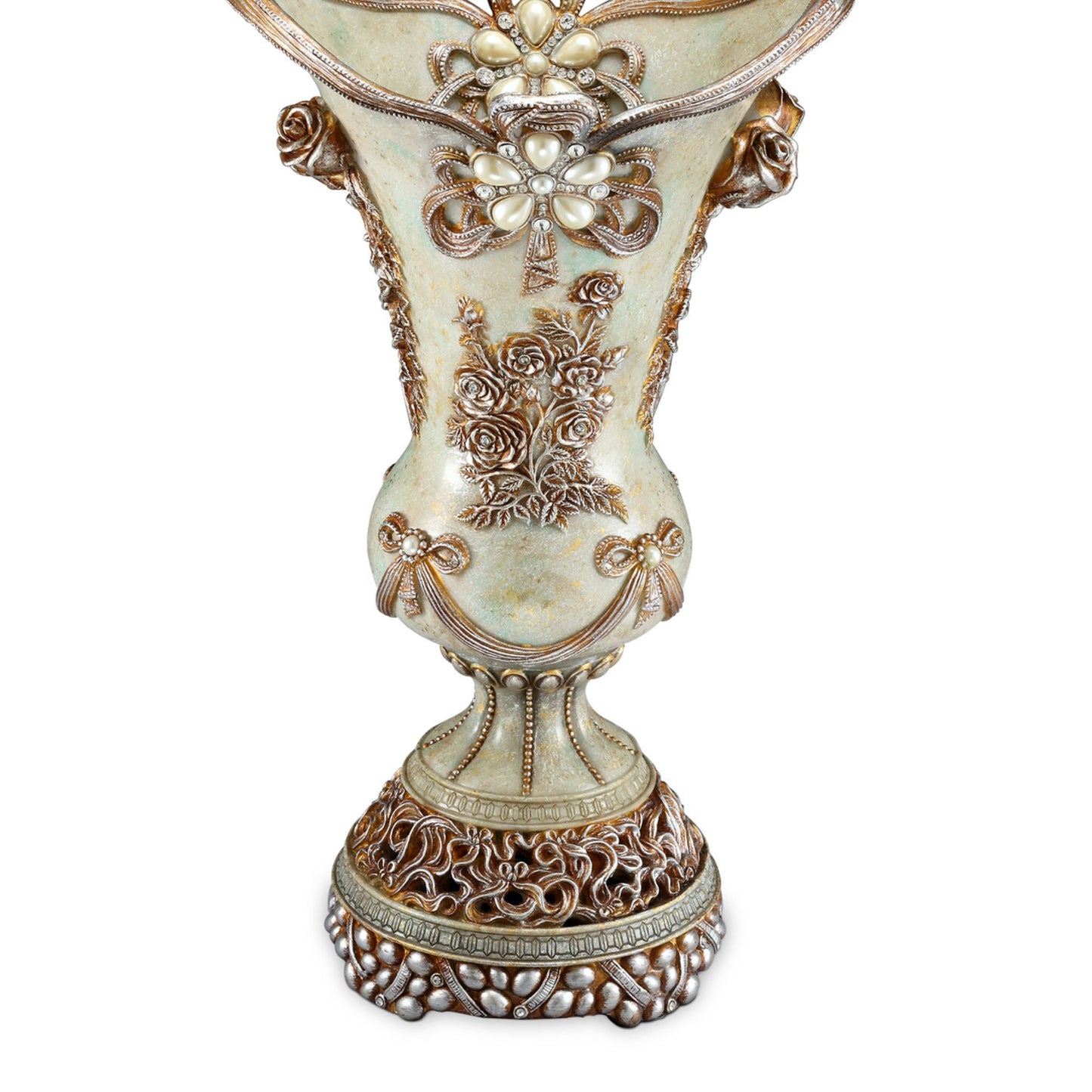 Vintage Rose Design Polyresin Decorative Vase