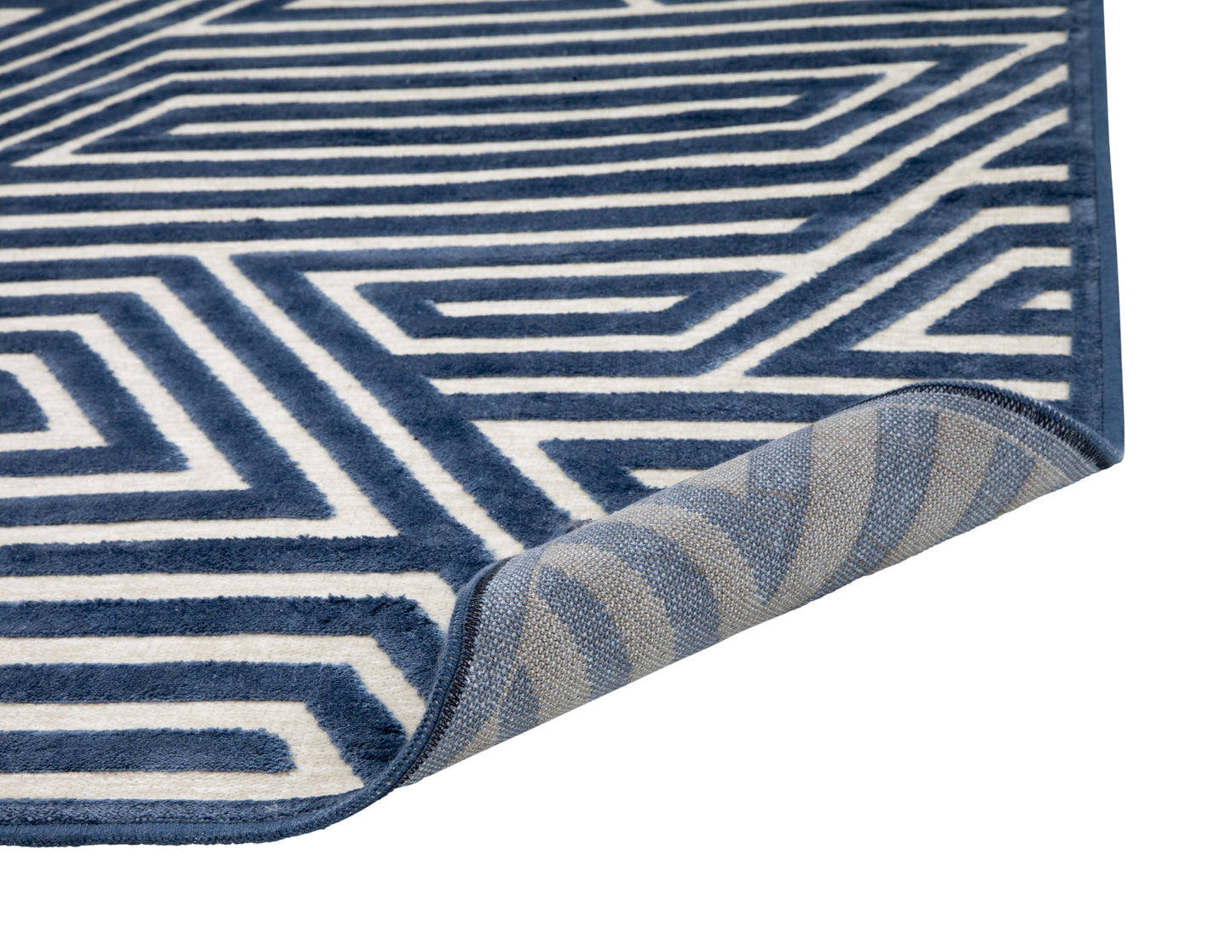 Navy Blue Geo Area Rug 5x8