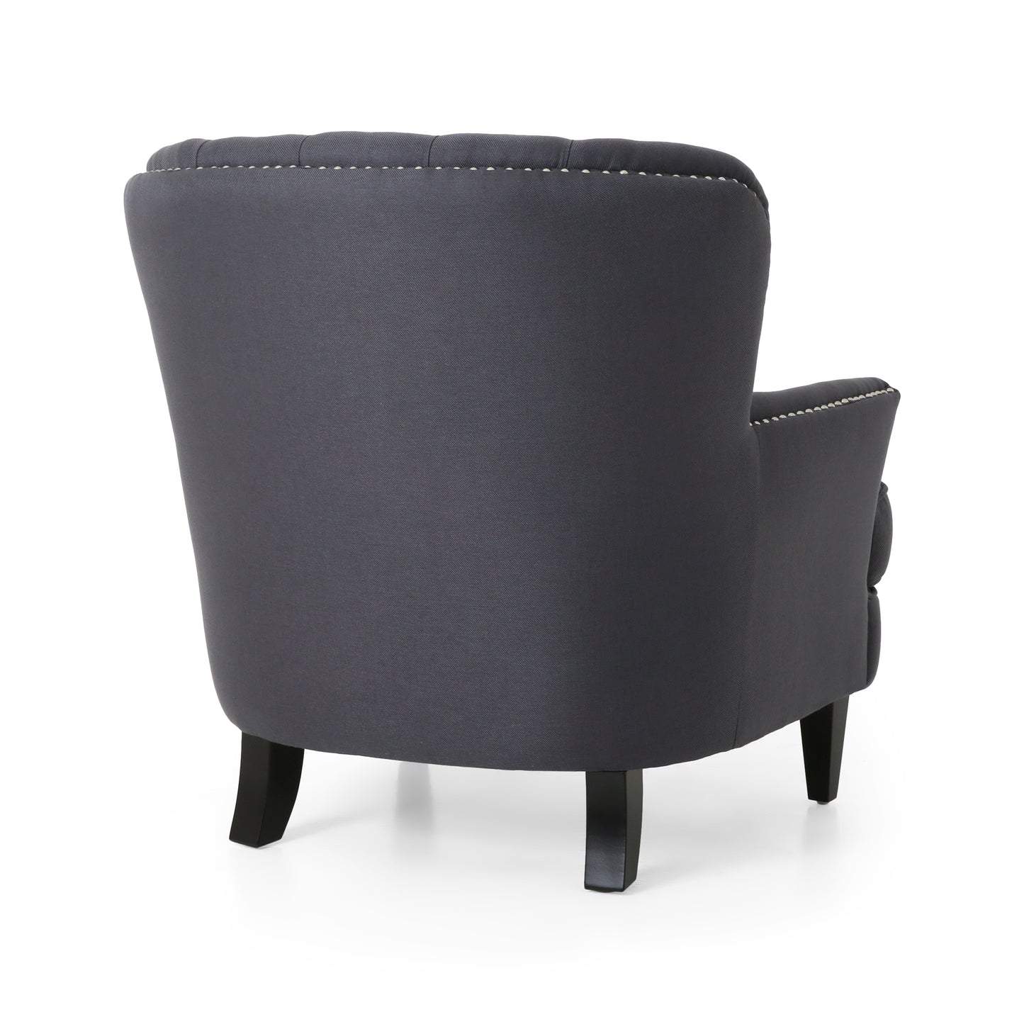 Grey Button Tufted CLUB CHAIR+OTTOMAN