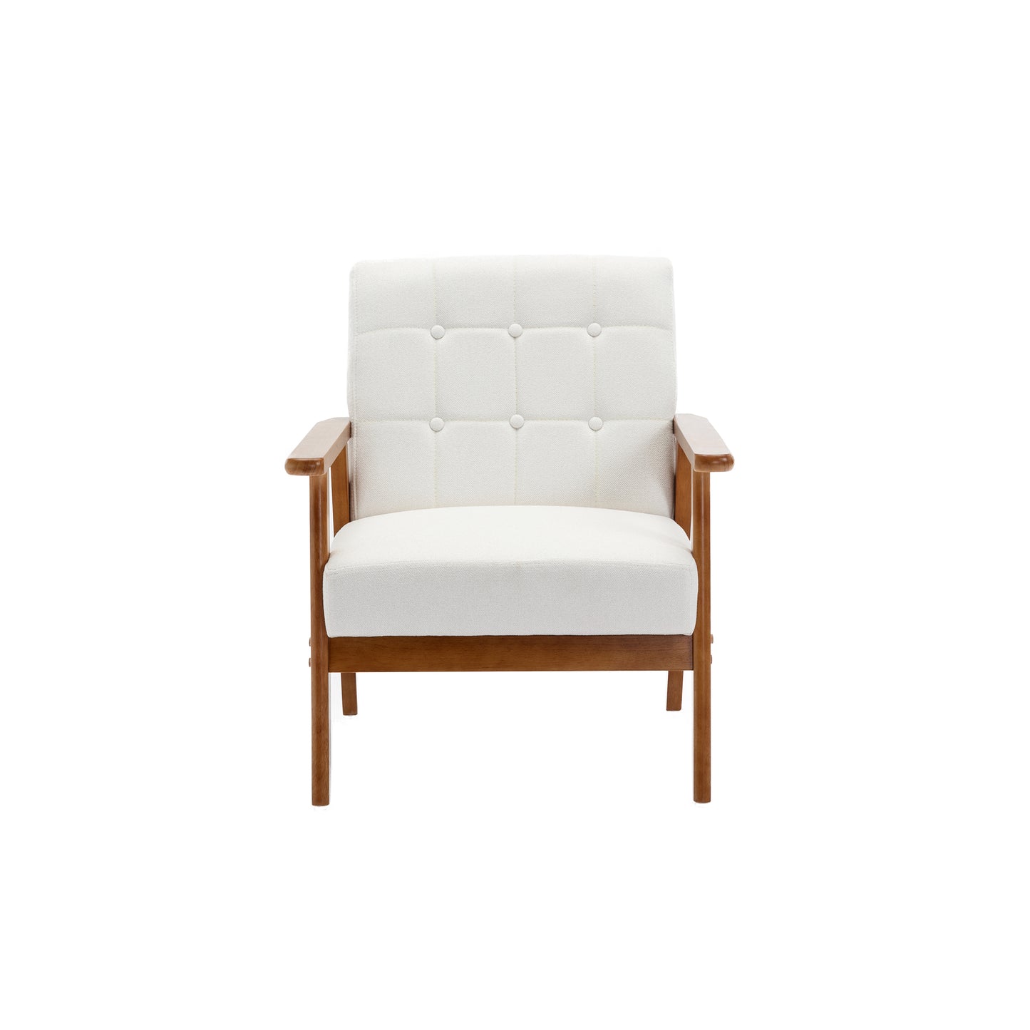 White Cushioned Rubberwood Accent Chair and Table