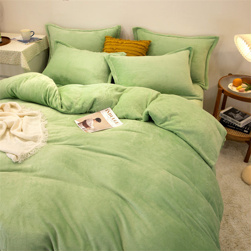 Four-piece Plush Double-sided Fleece Warm Duvet Cover.